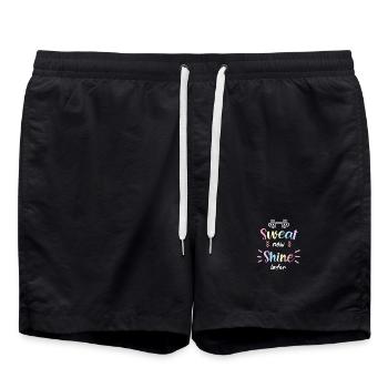 Sweat Now Shine Later Gym Design - Swim Trunks - black - Front - AI Model Male 185 light (185cm)