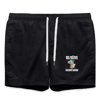 Ausschlafen Müde Spruch lustig Schlafen - Elch - Badeshorts - Schwarz - Vorne - AI Model Male 185 light (185cm)