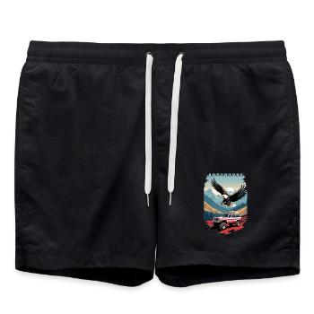 Abenteuerreise USA - Badeshorts - Schwarz - Vorne - AI Model Male 185 light (185cm)