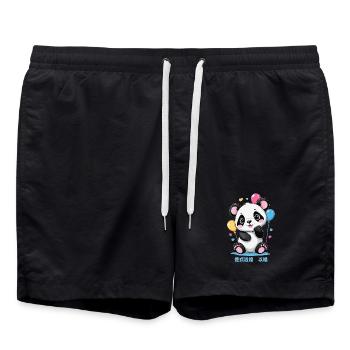 Ours panda mignon - Short de bain - noir - Devant - AI Model Male 185 light (185cm)