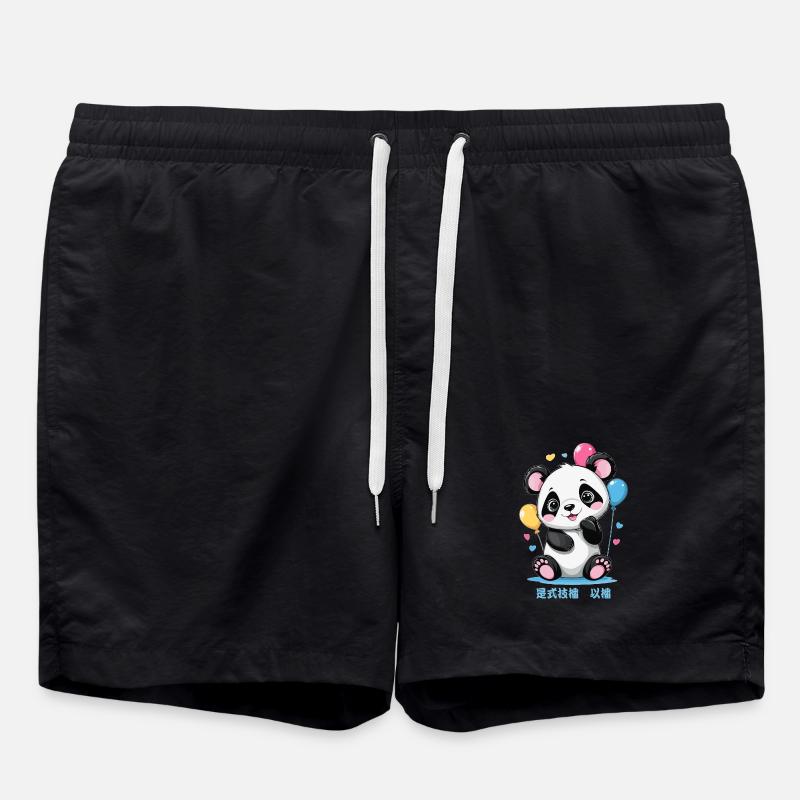 Cute Panda Bear - Swim Trunks - black