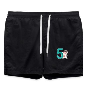 Motif 5ème anniversaire Vache - Cinq ans - Short de bain - noir - Devant - AI Model Male 185 light (185cm)