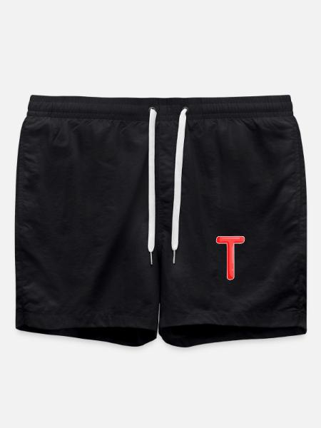 Letter T Initial Letter - Swim Trunks - black