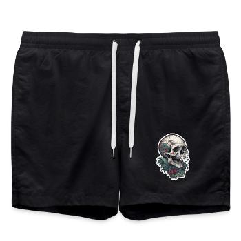 Tattoo Print Skull Design - Swim Trunks - black - Front - AI Model Male 185 light (185cm)