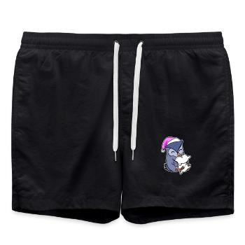 Hibou Fatigué Dormir Fille De Sommeil - Short de bain - noir - Devant - AI Model Male 185 light (185cm)