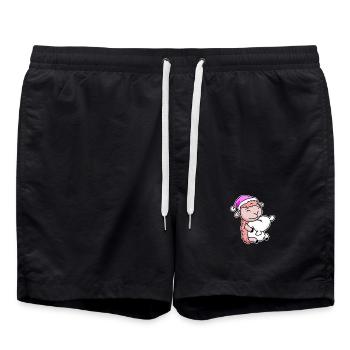 Mouton Fatigué Dormir Fille Endormie - Short de bain - noir - Devant - AI Model Male 185 light (185cm)