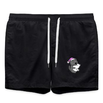 Panthère noire fatiguée dormant en rose endormi - Short de bain - noir - Devant - AI Model Male 185 light (185cm)