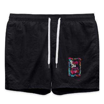 Bevor Du fragst: NEIN! - Badeshorts - Schwarz - Vorne - AI Model Male 185 light (185cm)