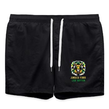 Jamaica lion reggae design - Swim Trunks - black - Front - AI Model Male 185 light (185cm)