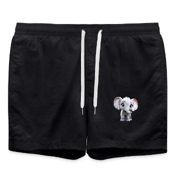 Éléphant Afrique Safari Sauvage Amour Éléphant Mignon - Short de bain - noir - Devant - AI Model Male 185 light (185cm)