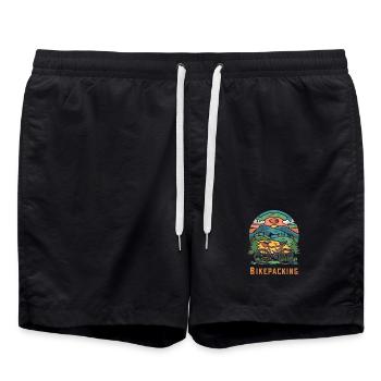 Mountainbikepacking Abenteuer Design - Badeshorts - Schwarz - Vorne - AI Model Male 185 light (185cm)