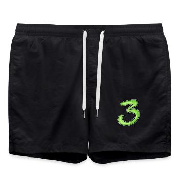 Drei - 3 - Nummer 3 - Zahl 3 - Badeshorts - Schwarz - Vorne - AI Model Male 185 light (185cm)