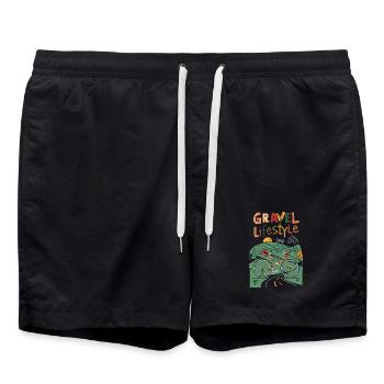 Adventure Cycling Travel Tee Gravel Bike - Swim Trunks - black - Front - AI Model Male 185 light (185cm)