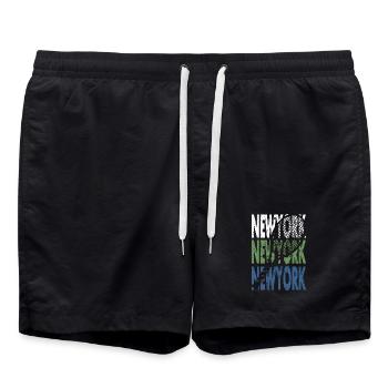 Tennis Shirt New York Turnier Amerika Design - Badeshorts - Schwarz - Vorne - AI Model Male 185 light (185cm)