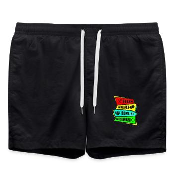 Essen Schlafen Bowling wiederholen - Badeshorts - Schwarz - Vorne - AI Model Male 185 light (185cm)