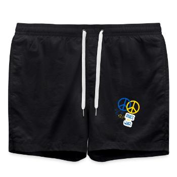 La paix pas la guerre (Jaune et Bleu) - Short de bain - noir - Devant - AI Model Male 185 light (185cm)