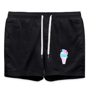Eis Eiscreme - Badeshorts - Schwarz - Vorne - AI Model Male 185 light (185cm)