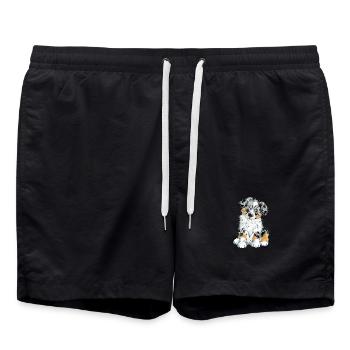 Australian Shepherd Hund Aussie - Badeshorts - Schwarz - Vorne - AI Model Male 185 light (185cm)