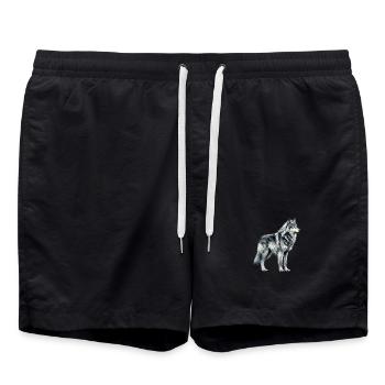Wolf design Wolfsliebhaber Majestätischer Wolf - Badeshorts - Schwarz - Vorne - AI Model Male 185 light (185cm)