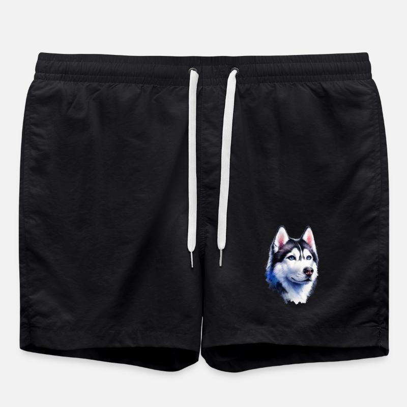 Portrait de husky majestueux - Short de bain - noir