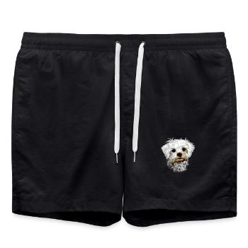 Maltais Petit Chien Maltais Amour Doux Maltais - Short de bain - noir - Devant - AI Model Male 185 light (185cm)