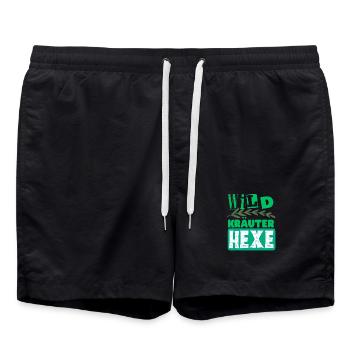 Mama Wildkräuter Hexe Kräuter Design - Badeshorts - Schwarz - Vorne - AI Model Male 185 light (185cm)