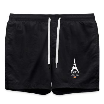 paris team germany Sport Athlet Spiele Symbol Logo - Badeshorts - Schwarz - Vorne - AI Model Male 185 light (185cm)