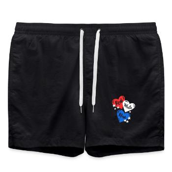 4. Juli USA Flagge Patriotisch - Badeshorts - Schwarz - Vorne - AI Model Male 185 light (185cm)