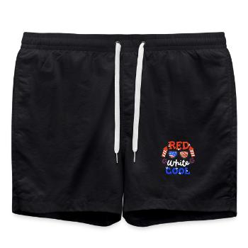 4. Juli Amerika Flagge Feuerwerk - Badeshorts - Schwarz - Vorne - AI Model Male 185 light (185cm)