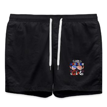 Amerika Girl Flagge 4. Juli - Badeshorts - Schwarz - Vorne - AI Model Male 185 light (185cm)