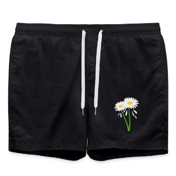 Decorative flower on green stem - Swim Trunks - black - Front - AI Model Male 185 light (185cm)