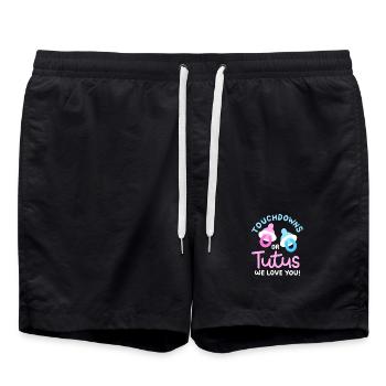 Touchdowns oder Tutus für Gender-Reveal-Partys - Badeshorts - Schwarz - Vorne - AI Model Male 185 light (185cm)