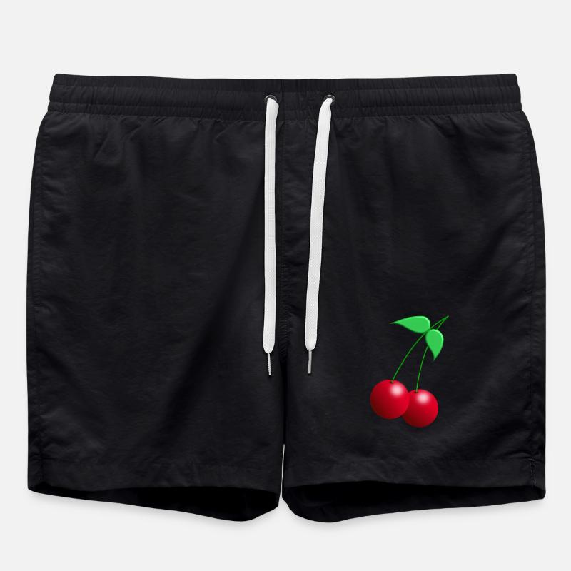 Cerises jumelles avec feuilles - Short de bain - noir
