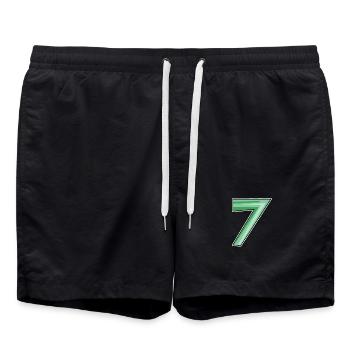 Sieben Motiv Zahl 7 - Badeshorts - Schwarz - Vorne - AI Model Male 185 light (185cm)