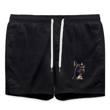 Deutsche Dogge Hatzrüde Saupacker Große Doggen - Badeshorts - Schwarz - Vorne - AI Model Male 185 light (185cm)