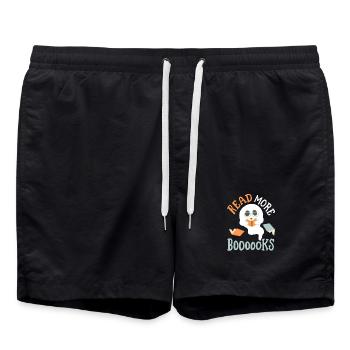 Geist liest Buch Halloween - Badeshorts - Schwarz - Vorne - AI Model Male 185 light (185cm)