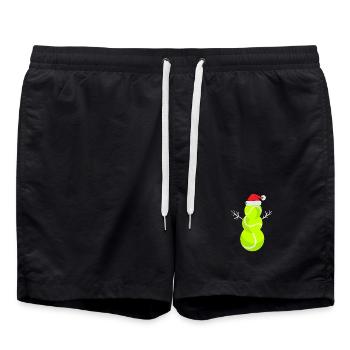 Weihnachts Tennisball Schneemann - Badeshorts - Schwarz - Vorne - AI Model Male 185 light (185cm)