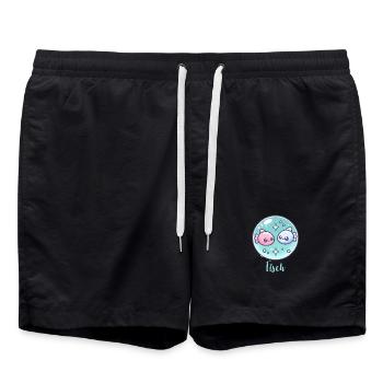 Fische Design für Sternzeichen Fans – Kawaii Motiv - Badeshorts - Schwarz - Vorne - AI Model Male 185 light (185cm)