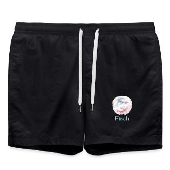 Elegantes Fische Sternzeichen Aquarell Geschenk - Badeshorts - Schwarz - Vorne - AI Model Male 185 light (185cm)