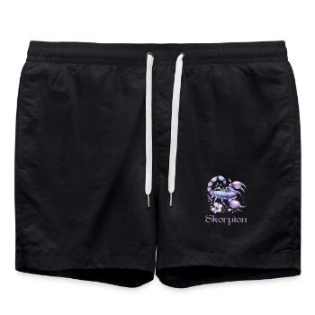 Elegantes Skorpion Sternzeichen Aquarell Geschenk - Badeshorts - Schwarz - Vorne - AI Model Male 185 light (185cm)