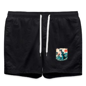 Funny Monster Chihuahua Dogzilla Anime Manga Japan - Swim Trunks - black - Front - AI Model Male 185 light (185cm)