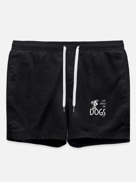 I Just Really Like Dogs Hunde Hunde Sprüche - Badeshorts - Schwarz