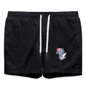 Fledermaus Niedlich Müde Ausschlafen Weihnachten - Badeshorts - Schwarz - Vorne - AI Model Male 185 light (185cm)