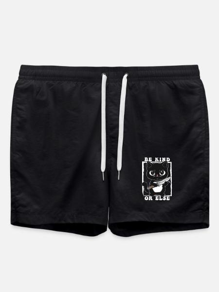 Be Kind or Else Kitty - Swim Trunks - black