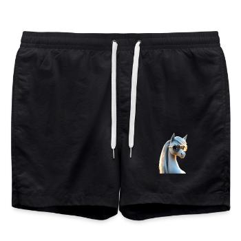 Balade à poney Poney Cavalier Poulain Équitation Ferme à poneys - Short de bain - noir - Devant - AI Model Male 185 light (185cm)