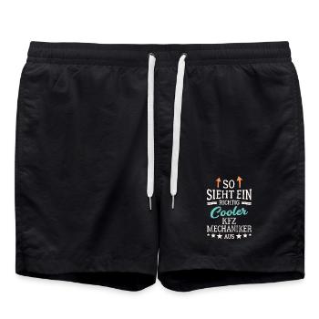 So sieht ein richtig cooler KFZ Mechaniker aus - Badeshorts - Schwarz - Vorne - AI Model Male 185 light (185cm)