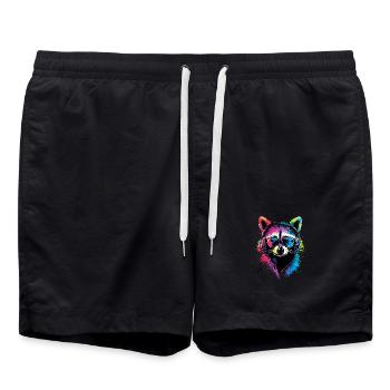 raton laveur Popart Coloré Arc-en-ciel Raton laveur Raton laveur - Short de bain - noir - Devant - AI Model Male 185 light (185cm)
