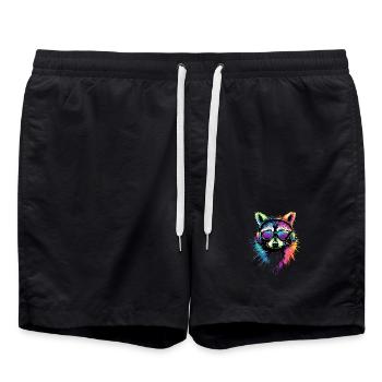 raton laveur Popart Coloré Arc-en-ciel Raton laveur Raton laveur - Short de bain - noir - Devant - AI Model Male 185 light (185cm)