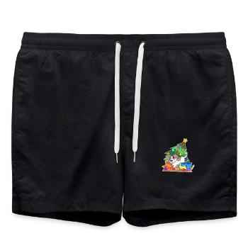 Chien Arbre de Noël Drôle Noël - Short de bain - noir - Devant - AI Model Male 185 light (185cm)