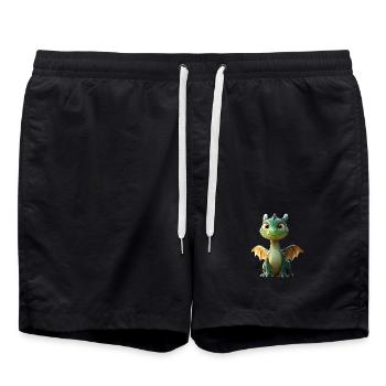 Dragon Petit Vert Bébé Dragon Mignon Dragon - Short de bain - noir - Devant - AI Model Male 185 light (185cm)